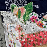 One of a Kind Vintage Patchwork Bandana Scarf | Shabby Chic Head Scarf | Upcycled Boho Neckerchief