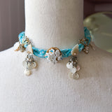 Bandana Pearl Charm Necklace/Wrap Bracelet One of a Kind