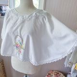 Embroidered Capelet | White Floral Shrug