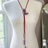 OOAK Western Butterfly Bolo Charm Necklace