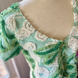 Boho Short Sleeve Floral Chenille Cardigan