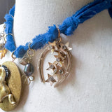 OOAK Boho Horse Locket Western Bandana Charm Necklace