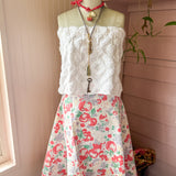 Apple Blossom Vintage Fabric Midi Skirt