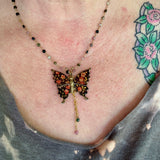 Whimsical Butterfly Charm Necklace, Gemstone Chain Necklace