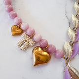 Colorful Eclectic Gemstone Bow Locket Necklace