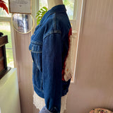 Crochet  Up-Cycled Jean Jacket|Floral and Lace Denim Coat
