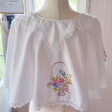 Embroidered Capelet | White Floral Shrug