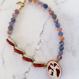 Asymmetrical Eclectic Gemstone Cameo Necklace