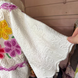 Boho Shawl Collar Bell Sleeve Floral Jacket | Upcyled Chenille Cardigan Coat