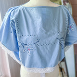 70’s Style Embroidered Wrap Blouse