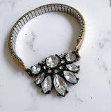 Vintage Rhinestone Glam Watch Band Bracelet – Unique Upcycled Jewelry for Boho Style
