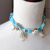 Bandana Pearl Charm Necklace/Wrap Bracelet One of a Kind