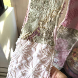 Pink Floral Vintage Chenille Patchwork Scarf