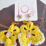 Yellow Floral Shabby Chic Dangle Earrings