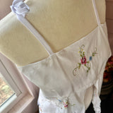 Romantic Embroidered Floral Tank| Repurposed Vintage Rosebud Adjustable Top