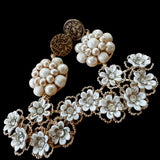 Reworked Vintage Pearl Floral Dangle Earrings