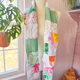 Repurposed Vintage Chenille Multi Colored Patchwork Scarf