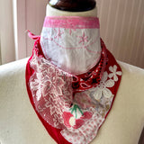 One of a Kind Vintage Patchwork Bandana Scarf | Shabby Chic Head Scarf | Upcycled Boho Neckerchief