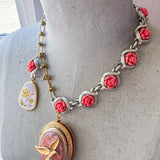 Colorful Locket Statement Necklac