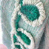 Repurposed Vintage Green Chenille Leaf Patchwork Scarf