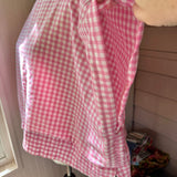 Pink Gingham Blouse, Boxy Top, Loose Summer Shirt
