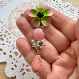 Floral  Whimsical Dangle Earrings,Upcycled Vintage