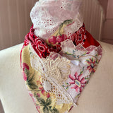 One of a Kind Vintage Patchwork Bandana Scarf | Shabby Chic Head Scarf | Upcycled Boho Neckerchief