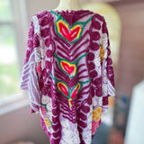 Boho Purple Peacock Chenille Boho Kimono