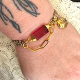Gemstone Charm Watch Band Bracelet – Unique Upcycled Jewelry for Boho Style