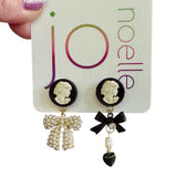 Romantic Black and White Cameo Dangle Earrings