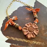 Boho Bandana Flower Necklace One of a Kind