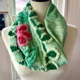 Green Floral Chenille Cowl  Scarf