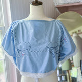 70’s Style Embroidered Wrap Blouse