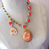 Colorful Locket Statement Necklac