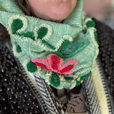 Green Floral Chenille Cowl  Scarf