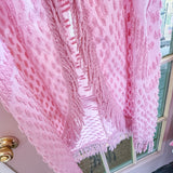 Boho Pink Chenille Hooded Kimono Duster