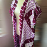 Boho Purple Peacock Chenille Boho Kimono Duster