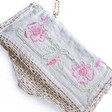 Vintage Repurposed Embroidered Floral Fabric Clutch Handbag