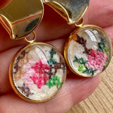 Whimsical Embroidery Dangle Earrings,  Repurposed Vintage Earrings