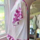 Boho Fauna Blouse, Short Sleeved Upcycled Vintage Top