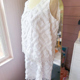 White Fringe Tank Top