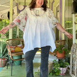 Embroidered Flowy Babydoll Dress, Floral Embroidered Mini Dress/Tunic