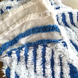 Blue and White Chenille Infinity Scarf