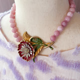 Colorful Eclectic Gemstone Flower Pendant Necklace