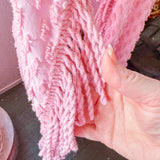 Boho Pink Chenille Hooded Kimono Duster