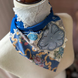One of a Kind Vintage Patchwork Bandana Scarf | Shabby Chic Head Scarf | Upcycled Boho Neckerchief