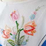Embroidered Flowy Peasant Blouse,  Boxy Oversized  Top