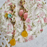 Asymmetrical Floral Reworked Vintage Dangle Earrings