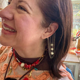 Statement Upcycled Vintage Silver Beaded  Ear Cuff