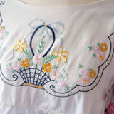 Embroidered Flowy Babydoll Dress, Floral Embroidered Mini Dress/Tunic